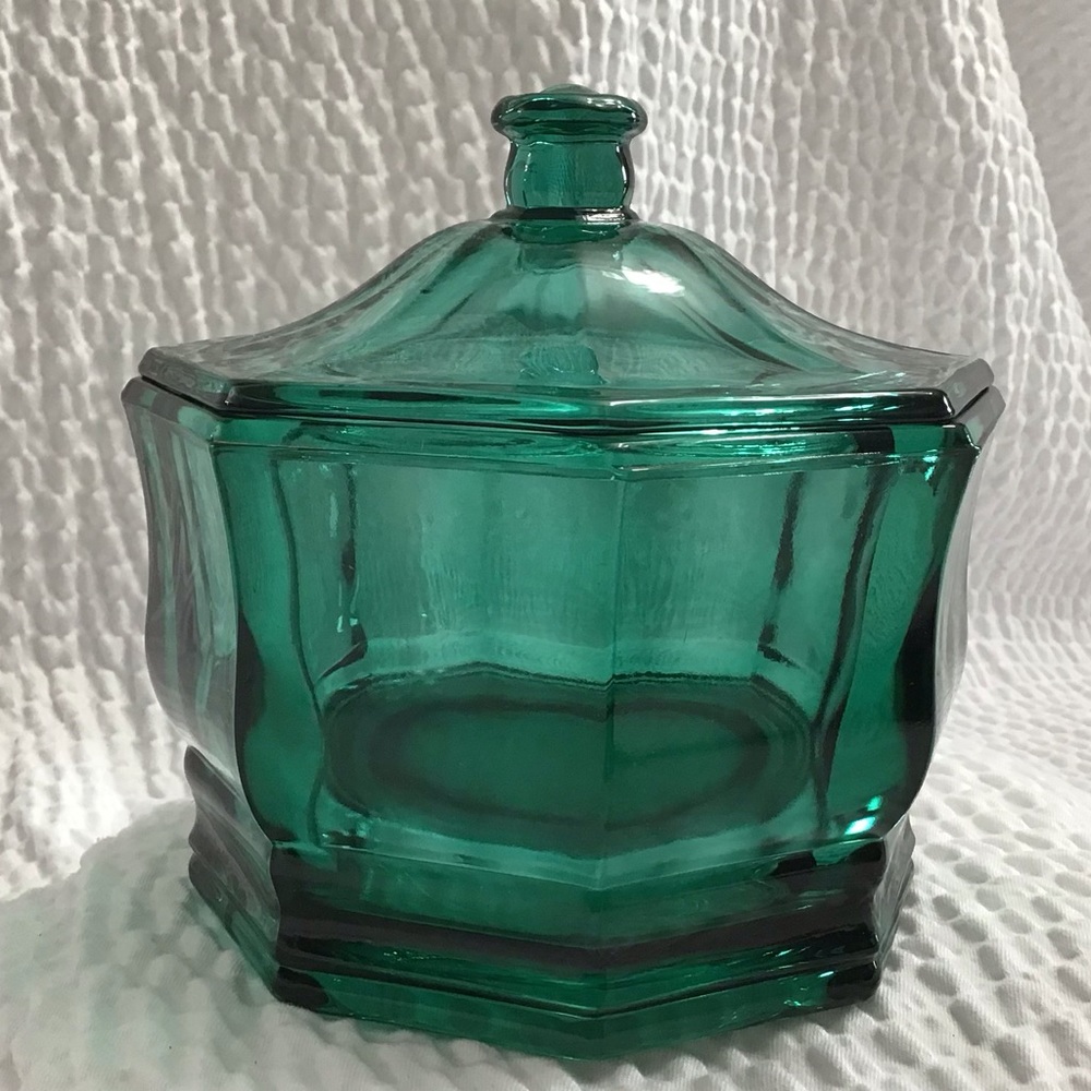 Vintage Indiana Confections Glass Candy Dish Dark Turquoise - Picture 2 of 10